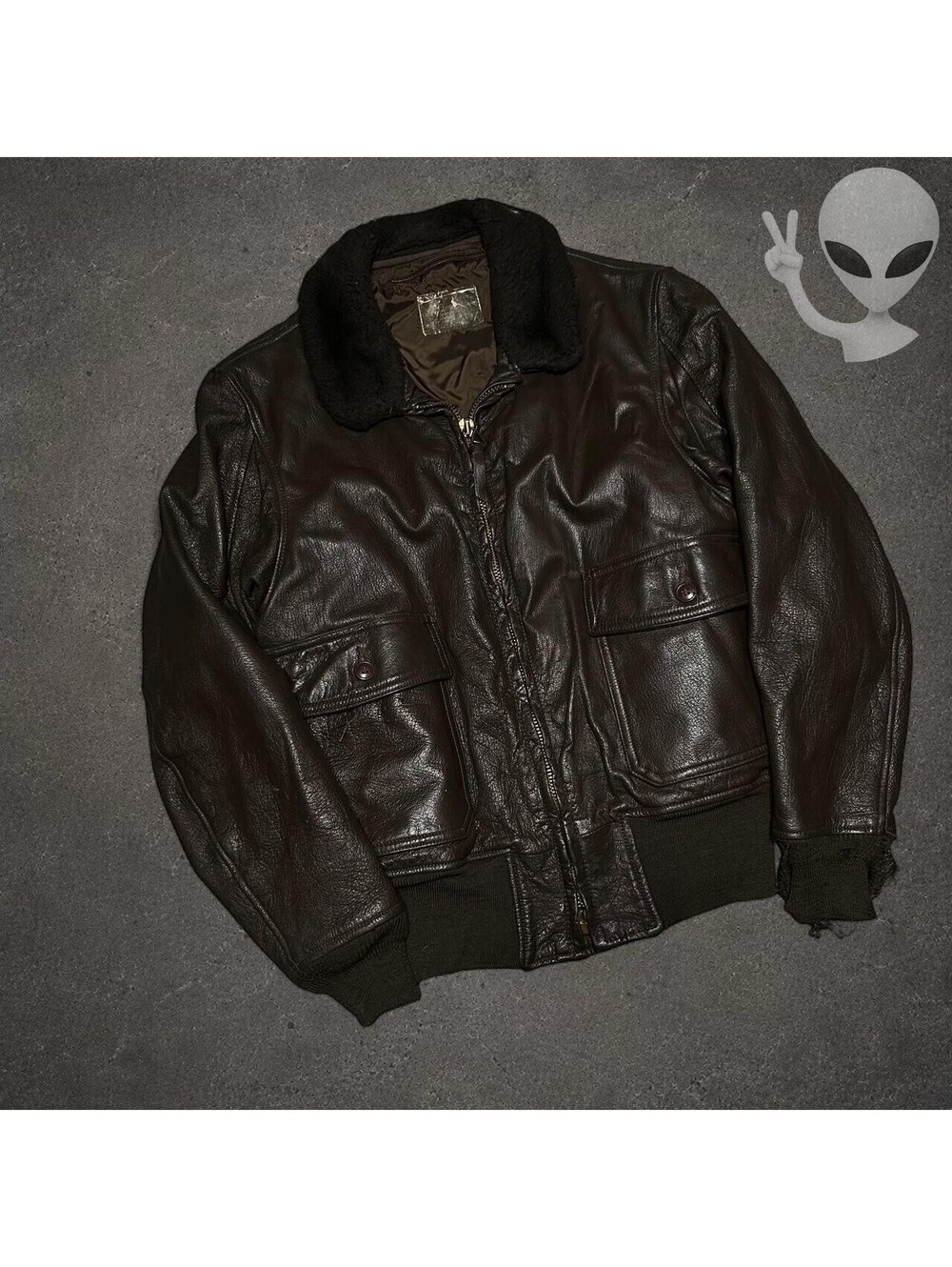 Vintage US Navy Type G-1 Leather Flight Bomber Jacket Mens M Brown Fur
